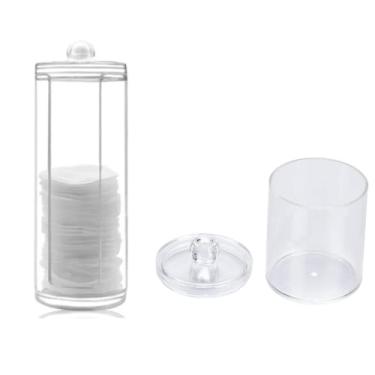Imagem de Kit Porta Algodão e Cotonete Acrílico Transparente – 2 Peças Organizadoras com Tampa para Banheiro Lavabo ou Penteadeira