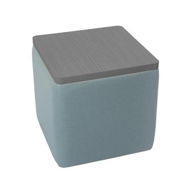 Imagem de Mesa Otomana Quadrada Estofada Pro Series 45,72 cm x 45,72 cm, 45,72 cm de altura; Móveis Comerciais Colaborativos para Lobby de Hotel, Escritório, Restaurante, Sala de Espera - Azul-celeste