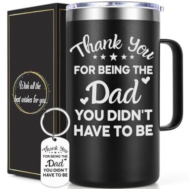 Imagem de Lifecapido Presentes de Dia dos Pais, Caneca de café isolada de 590 ml com chaveiro, presentes de aniversário para pai intensificado, preto