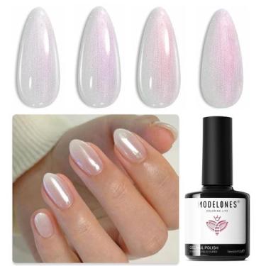 Imagem de Verniz de unhas em gel Modelones Shine White 15mL Glitter Pearl