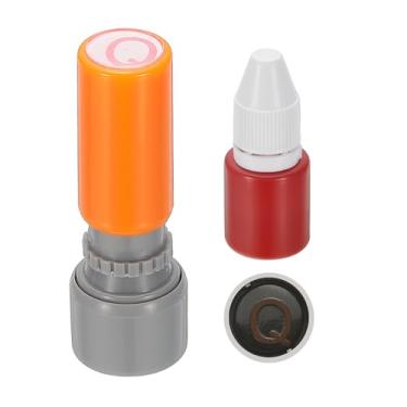 Imagem de PATIKIL Carimbos de letras, autotinta, alfabeto Q professor, tinta vermelha para caderno de aula, scrapbook, artesanato, laranja