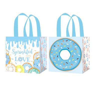 Imagem de CANDY CHEF Sacos de lembrancinha Blue Donut polvilhe com amor para chá de bebê, suprimentos de festa com tema de donut, sacos de presente de amor para decoração de festa de revelação de gênero