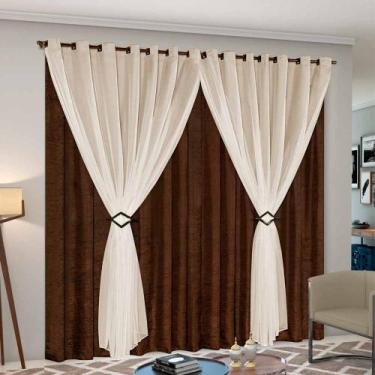 Imagem de Cortina Cetim Voil Cecília 3,00x2,50 - Paulo Cezar Enxovais,  Tabaco