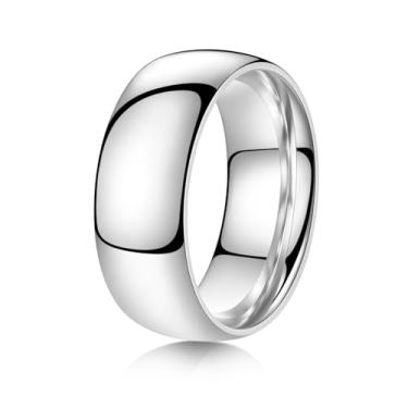 Imagem de YOESDIE Aliança de casamento ouro prata 2 mm, 4 mm, 6 mm, 8 mm, 10 mm, titânio para homens e mulheres | Aliança de casamento simples, altamente polida, ajuste confortável, tamanho 5-15, 8, Titânio