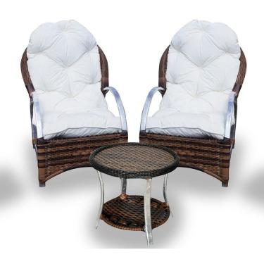 Imagem de Conj de 2 Poltronas + 1 Mesa Centro Duna Cru