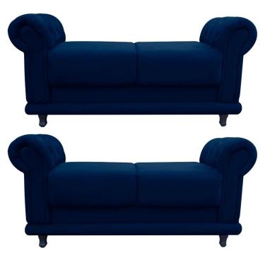 Imagem de Kit 02 Recamier Barcelona Suede Azul Marinho