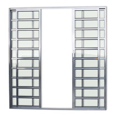 Imagem de Porta De Correr Com Travessas 4 Folhas Super Vidro Liso 210cm X 200cm Brimak Brilhante