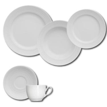Imagem de Aparelho De Jantar, Chá E Sobremesa 30 Peças Germer Chevron Em Porcelana Branco