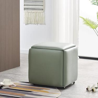 Imagem de 5 em 1 cadeira de cubo otomano de ninho, fezes empilháveis, banquinhos de descanso de pé quadrado de pé de pé, banquinhos de pé, banquinhos com rodas para sala de estar, sala de jantar, F, 3
