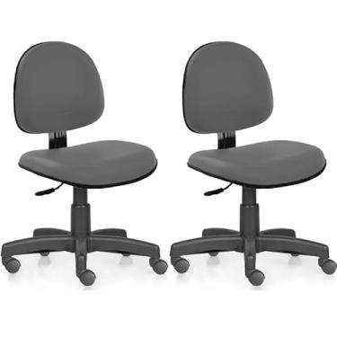 Imagem de Kit 2 Cadeiras Executiva Sem Braço Courvin Cinza Home Gourmet Base Arcada Rodízio Semi Silicone Escritório Ergonômica