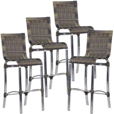 Imagem de 4 Banquetas Alta Haiti em Alumínio para Cozinha Bar Edícula