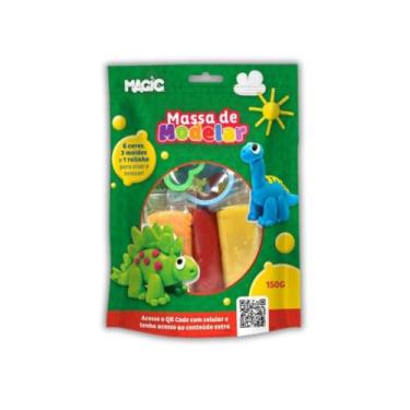 Imagem de Massinha de modelar Dinossauros | 6 moldes + 1 rolinho | 150gr