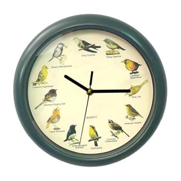 Imagem de Ｂｅｓｇａ Relógio de parede decorativo de pássaro que canta a cada hora, ornamento minimalista, relógio de parede redondo e silencioso para sala de estar e casa