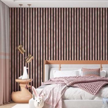Imagem de Kit 6 Rolos Papel De Parede Adesivo Listrado Rosê Gold 3,0M - Gh Papel