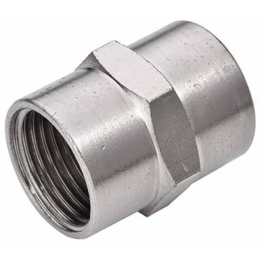 Imagem de 1 luva emenda fêmea rosca 3/8 bsp em latão niquelado - AKME