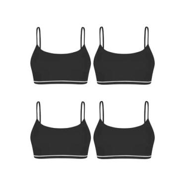 Imagem de Kit 4 Top Sutiã Básico Lobinha Sem Costura Menina Lupo, Preto, G
