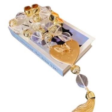 Imagem de Colar Decorativo de Mesa Vaticano 75cm com Coração e Pomba da Paz – Luxo Espiritual para Sala, Aparador, Altar – Dourado com Cristais