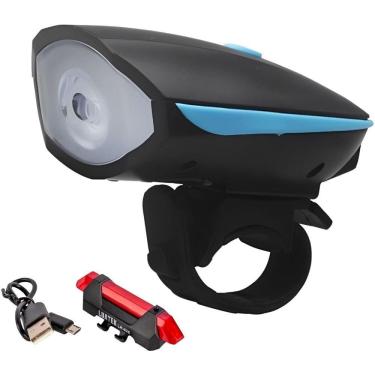 Imagem de Kit Lanterna/Farol/Buzina para Bike Led Usb Azul - Quanhe