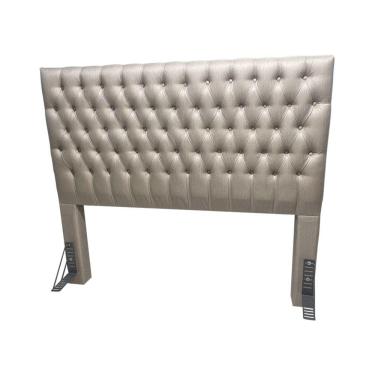 Imagem de Cabeceira Cama Casal Estofada Capitonê Creta 1,40m Linho Bege
