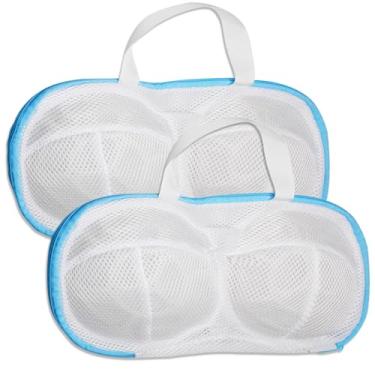 Imagem de Luomorgo Pacote com 2 sacos de lavagem de sutiã com suporte protetor 3D e zíper – Sacos de roupa íntima de lingerie não deformados para máquina de lavar e armazenamento, roupas íntimas femininas