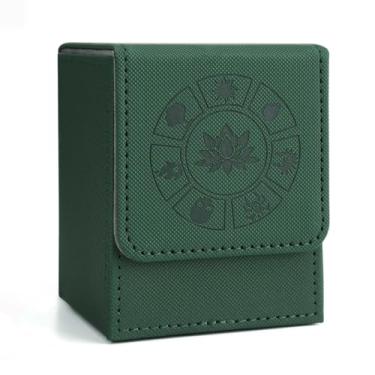 Imagem de Arkeiliy MTG Deck Box with 50 Pcs Card Sleeve, 110+ Card Storage Leather Deck Box for Magic Commander, Collectible Trading Card Cases for Trading Card Games (Green)