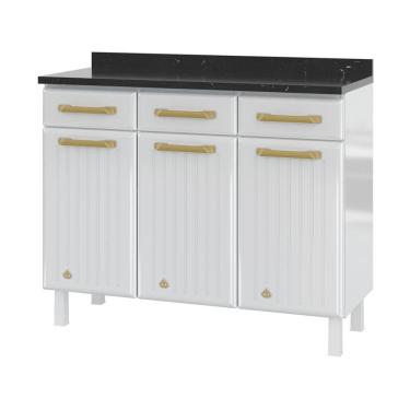 Imagem de Balcão De Cozinha De Aço Com Tampo 3 Portas E 3 Gavetas 105cm Multimóveis Cr20360 Branco
