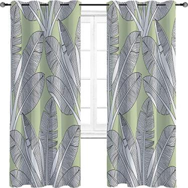 Imagem de Cortinas blackout de folha de palmeira para quarto - isolamento térmico, economia de energia e redução de ruído, cortina de isolamento de cozinha com tratamento de sombreamento completo, L 182 x C 213