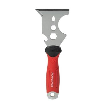 Imagem de POWERTEC Ferramenta de pintor 9 em 1 com faca de massa de aço inoxidável de 7 cm | Raspador reto, removedor de argamassa, limpeza de rolos, abridor de lata, abridor de garrafas, extrator de unhas