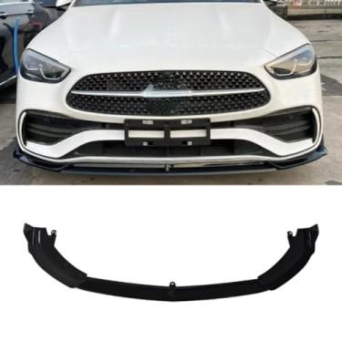 Imagem de 3 peças para para-choque dianteiro do carro, spoiler, difusor labial, peça de modificação para C-Class W206 2022-2024 protetor de para-choque (preto brilhante)