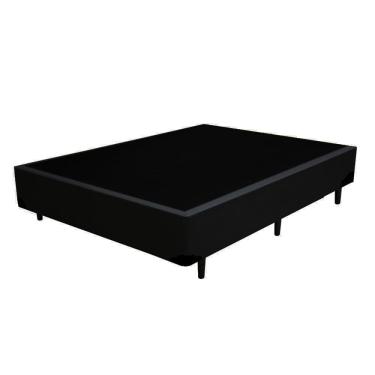 Imagem de Base Cama Box Casal Suede Preto (138x188x40)