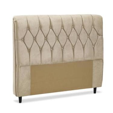 Imagem de Cabeceira C/ Calçadeira Baú Istambul Cama Box Casal Bege - MOVALE