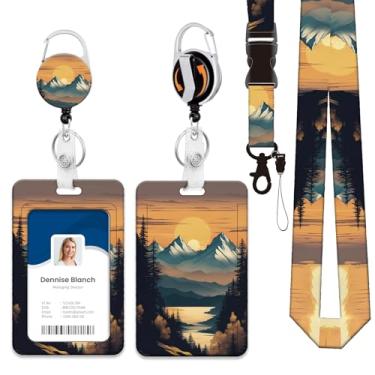 Imagem de CosyCheer Porta-crachá de identificação resistente com cordão, clipe retrátil para carretel de crachá, cordões para porta-cartões de identificação verticais rígidos para escritório, escola,