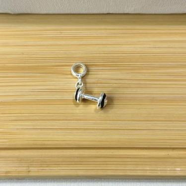 Imagem de Berloque halter/peso de academia preto - Banhado a prata, com garantia