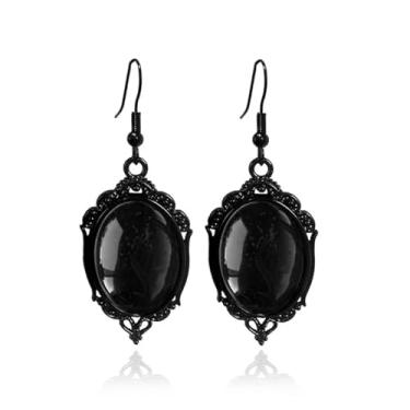 Imagem de Brincos de camafeu de cristal gótico Stardust vermelho roxo gota de pedra punk escuro Halloween joia bruxa diabo morcego crânio brinco pendente, Metal, Sem pedra preciosa