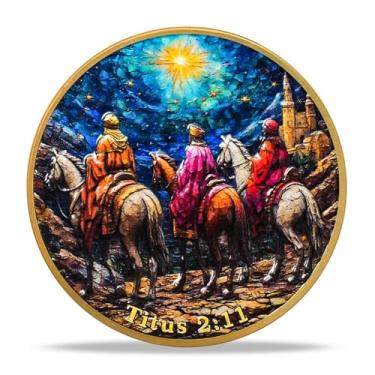 Imagem de Moeda religiosa Wise Men – Medalhão inspirador do versículo da Bíblia para presentes baseados na fé, incentivo espiritual para homens e mulheres