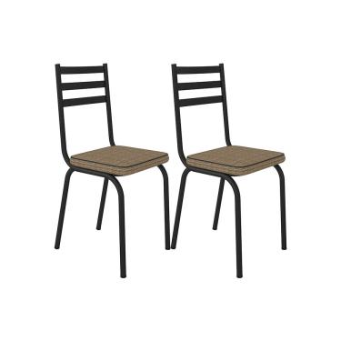 Imagem de Kit Com 02 Cadeiras 118 Preta Corino Rattan Artefamol