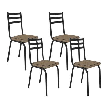 Imagem de Kit Com 04 Cadeiras 118 Preta Corino Rattan Artefamol