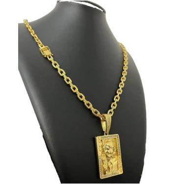 Imagem de Cordão Cadeado 6mm + Pingente Coringa Banhado a ouro 18k - ToJoia18k