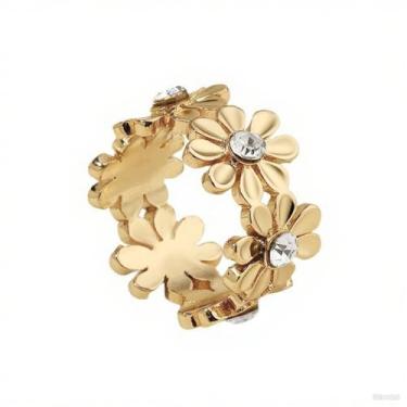 Imagem de Margarida flor CZ lenço de seda anel deslizante clipe para mulheres cachecóis xaile camiseta moda minimalista banhado a ouro/prata floral fivela suporte fecho para vestidos, acessórios de roupas