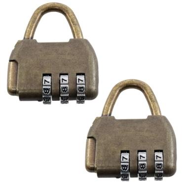 Imagem de XZW 2 peças, mini cadeado de combinação vintage, estilo antigo, fechadura de bronze em forma de bolsa para caixa de joias, etc.