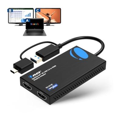 Imagem de OREI SplitExtend Divisor HDMI 4K Display estendido para monitor duplo - tela multimonitor 3 telas separadas - Adaptador USB A e USB-C para HDMI 2.0, 4K @60hz, driver DisplayLink MacOS, Windows