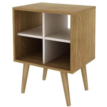 Imagem de Mesa de Apoio Lateral para Sala de Estar com 4 Nichos E1720 Amêndoa Off White Tecnomobili
