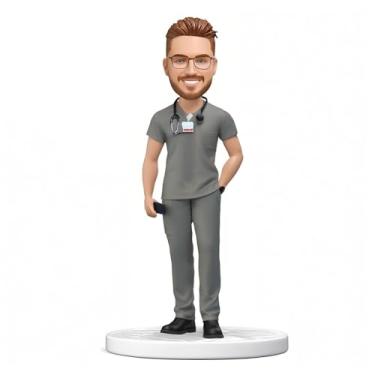 Imagem de Boneca Bobblehead personalizada, médica personalizada com estetoscópio e ferramentas manuais, decoração de mesa, totalmente personalizada à mão de acordo com a foto, A para amigos médicos