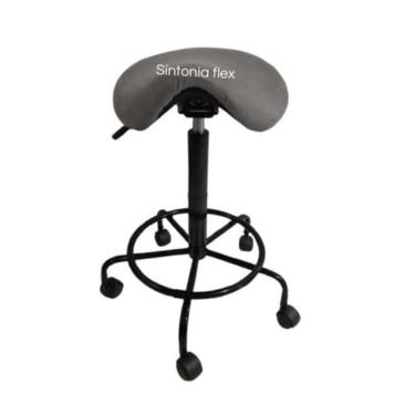 Imagem de Cadeira mocho sela alta tatoo e cílios 65cm 75cm suede - veludo cinza