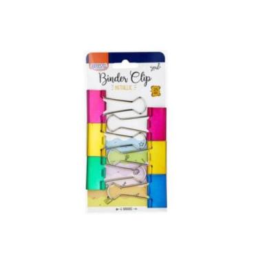 Imagem de CLIPS PARA PAPEL BINDER 25mm BLISTER COM 6 UNIDADES METALIZADO - BRW