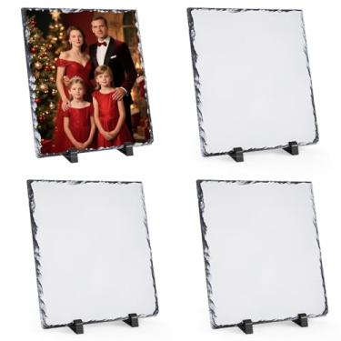 Imagem de Aulsetch Placa de pedra de ardósia de sublimação para decoração de parede e mesa de 20 x 25 cm, 4 peças