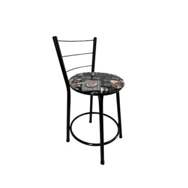 Imagem de Banqueta Baixa Encosto Estofada Bar Balcão Cozinha Preto - FortMix, Ce