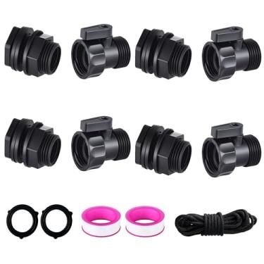 Imagem de AIRLUNCH Pacote com 4 kit de torneira de barril de chuva, válvula de fechamento de mangueira de jardim de plástico de 3/10.2 cm com encaixe de anteparo de 3/4 GHT para barris de chuva, aquários