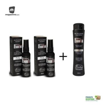 Imagem de Kit 2 Tonico Max Hair + 1 Shampoo Max Hair Trat. Calvície - Strattus