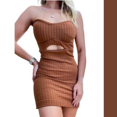 Imagem de Vestido Feminino Tubinho Curto sem alça Moda estilo Gringa Tecido Gros